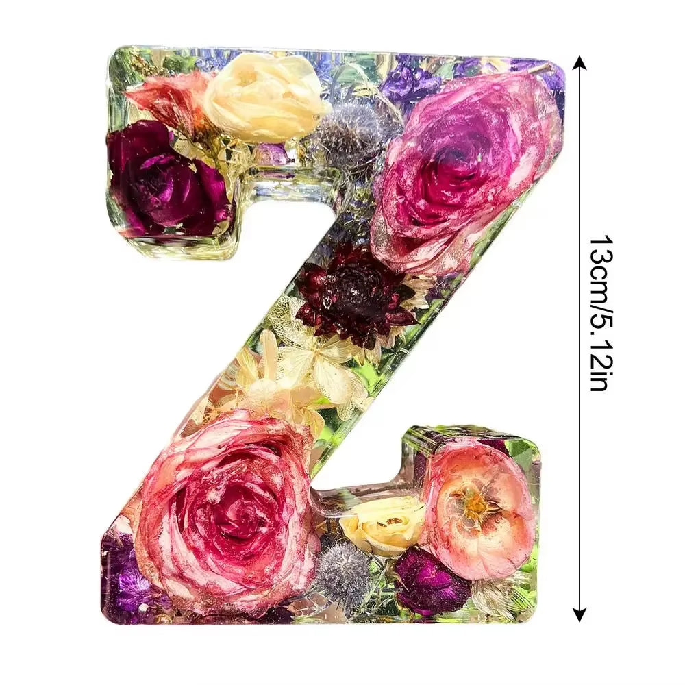 Floral Letter Night Light Alphabet Letter LED Lights Luminous Number Lamp Decorative Resin Lamp with Initial Letter & Dry Flower