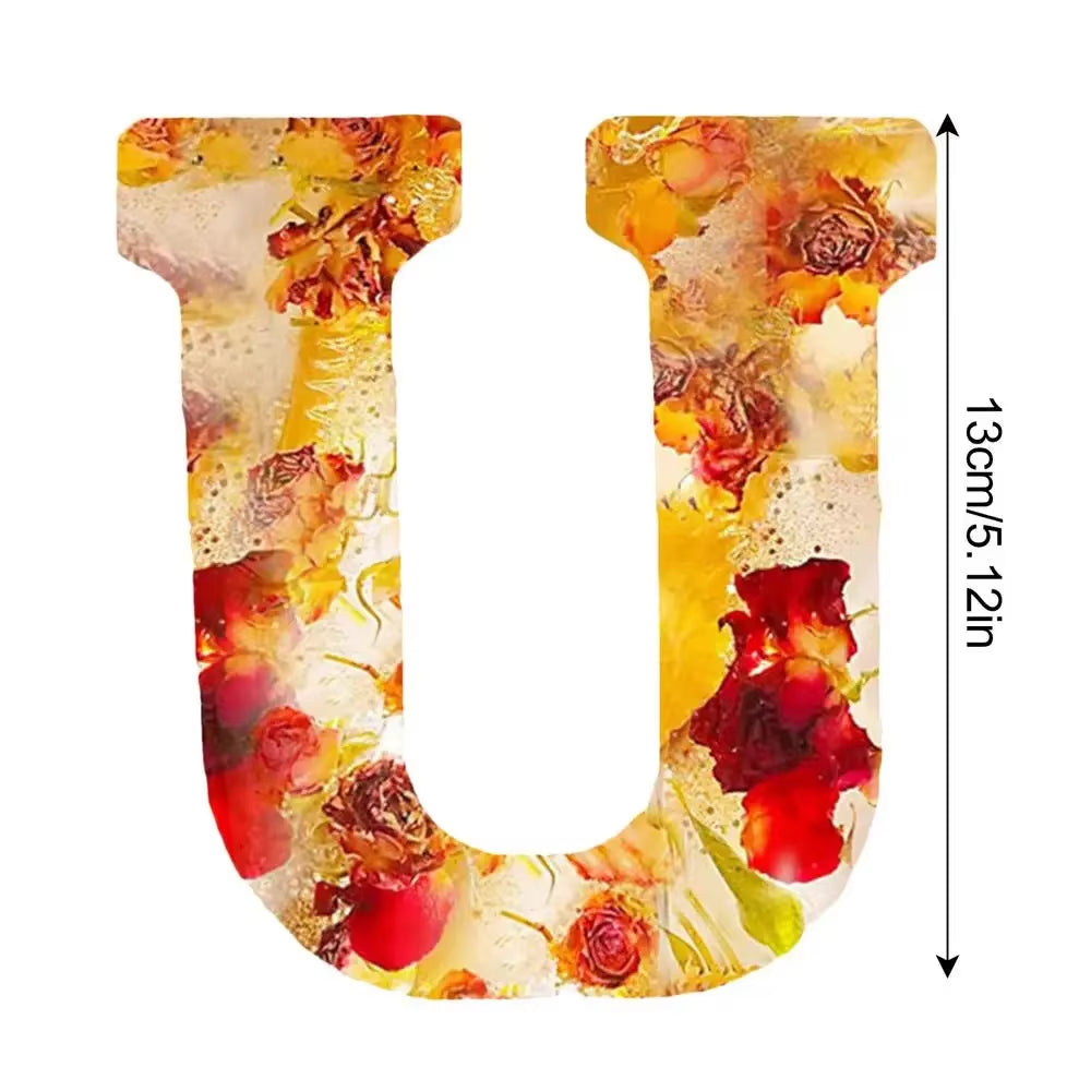 Floral Letter Night Light Alphabet Letter LED Lights Luminous Number Lamp Decorative Resin Lamp with Initial Letter & Dry Flower
