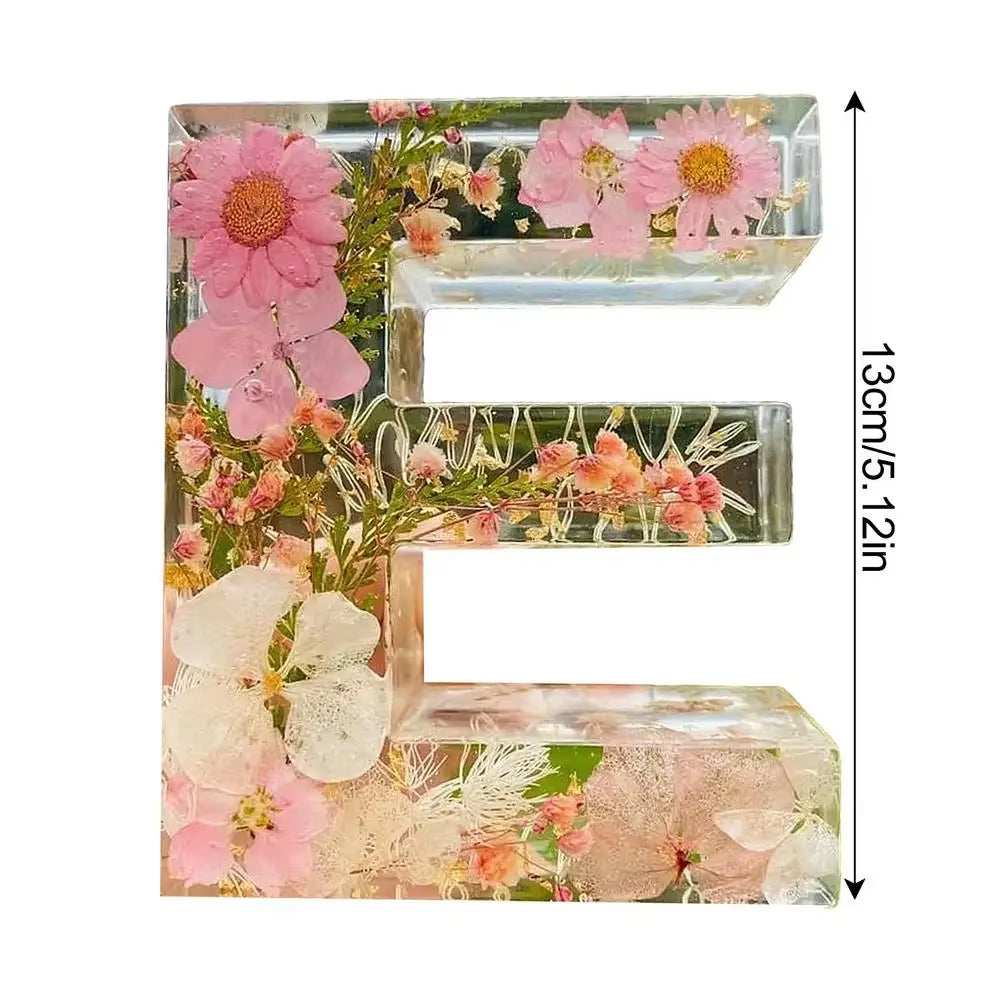 Floral Letter Night Light Alphabet Letter LED Lights Luminous Number Lamp Decorative Resin Lamp with Initial Letter & Dry Flower