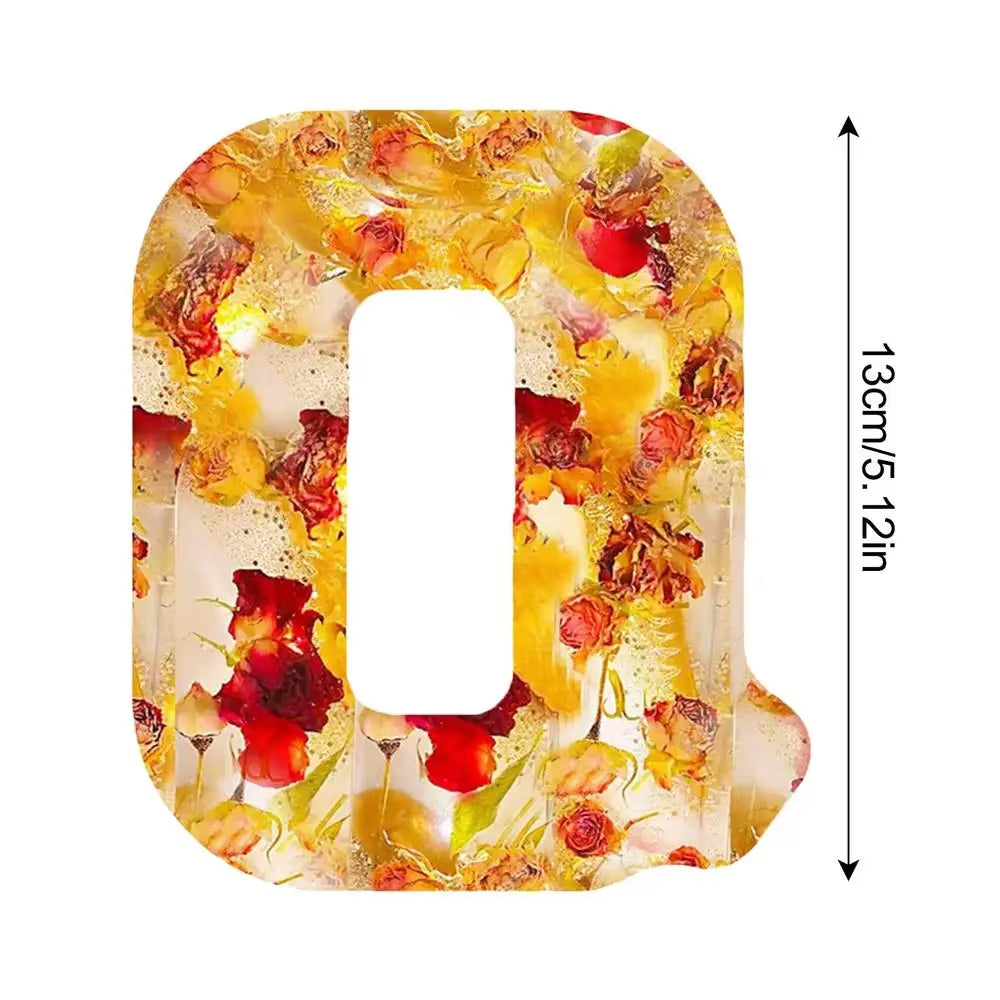 Floral Letter Night Light Alphabet Letter LED Lights Luminous Number Lamp Decorative Resin Lamp with Initial Letter & Dry Flower